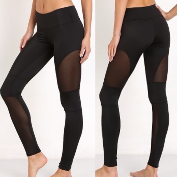 NWT Onzie 'Moto' Mesh Inset Leggings Pant Black XS - Picture 1 of 4